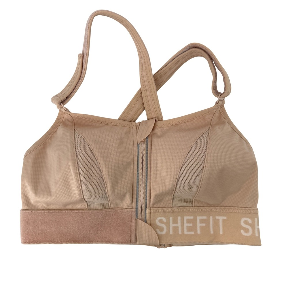 Shefit Ultimate Sports Bra Sandstorm Nude Women M High Impact Front Close Active